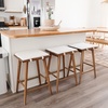 image:imageNathan James Barker Classic Counter Height Wood Barstool with Leather Removable Cushion Backless Island 24 Bar Stool for Kitchen Chestnut Brown Set of 2Medium BrownWhite Boucle