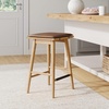 image:imageNathan James Barker Classic Counter Height Wood Barstool with Leather Removable Cushion Backless Island 24 Bar Stool for Kitchen Chestnut Brown Set of 2Light BrownBrown
