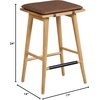 image:imageNathan James Barker Classic Counter Height Wood Barstool with Leather Removable Cushion Backless Island 24 Bar Stool for Kitchen Chestnut Brown Set of 2Light BrownBrown