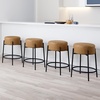image:imageNathan James Barker Classic Counter Height Wood Barstool with Leather Removable Cushion Backless Island 24 Bar Stool for Kitchen Chestnut Brown Set of 2Medium BrownBlack