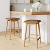 image:imageNathan James Barker Classic Counter Height Wood Barstool with Leather Removable Cushion Backless Island 24 Bar Stool for Kitchen Chestnut Brown Set of 2Light BrownBrown