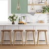 image:imageNathan James Barker Classic Counter Height Wood Barstool with Leather Removable Cushion Backless Island 24 Bar Stool for Kitchen Chestnut Brown Set of 2Light BrownBrown