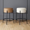 image:imageNathan James Barker Classic Counter Height Wood Barstool with Leather Removable Cushion Backless Island 24 Bar Stool for Kitchen Chestnut Brown Set of 2Medium BrownBlack