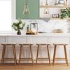 image:imageNathan James Barker Classic Counter Height Wood Barstool with Leather Removable Cushion Backless Island 24 Bar Stool for Kitchen Chestnut Brown Set of 2Medium BrownWhite Boucle