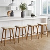image:imageNathan James Barker Classic Counter Height Wood Barstool with Leather Removable Cushion Backless Island 24 Bar Stool for Kitchen Chestnut Brown Set of 2Medium BrownWhite Boucle