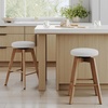 image:imageNathan James Barker Classic Counter Height Wood Barstool with Leather Removable Cushion Backless Island 24 Bar Stool for Kitchen Chestnut Brown Set of 2WhiteLight Brown