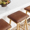 image:imageNathan James Barker Classic Counter Height Wood Barstool with Leather Removable Cushion Backless Island 24 Bar Stool for Kitchen Chestnut Brown Set of 2Light BrownBrown