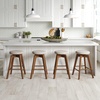 image:imageNathan James Barker Classic Counter Height Wood Barstool with Leather Removable Cushion Backless Island 24 Bar Stool for Kitchen Chestnut Brown Set of 2Medium BrownBeige