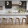 image:imageNathan James Barker Classic Counter Height Wood Barstool with Leather Removable Cushion Backless Island 24 Bar Stool for Kitchen Chestnut Brown Set of 2WhiteLight Brown