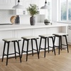 image:imageNathan James Barker Classic Counter Height Wood Barstool with Leather Removable Cushion Backless Island 24 Bar Stool for Kitchen Chestnut Brown Set of 2BlackWhite Boucle