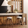 image:imageNathan James Barker Classic Counter Height Wood Barstool with Leather Removable Cushion Backless Island 24 Bar Stool for Kitchen Chestnut Brown Set of 2WhiteLight Brown
