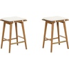 image:imageNathan James Barker Classic Counter Height Wood Barstool with Leather Removable Cushion Backless Island 24 Bar Stool for Kitchen Chestnut Brown Set of 2Medium BrownWhite Boucle
