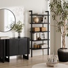 image:imageNathan James Beacon 3Shelf Bookcase with Seagrass Cabinet Solid Wood Bookshelf with Storage with Solid Wood Frame SeagrassRaw Oak Set of 3Beacon Black Oak
