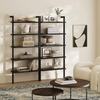 image:imageNathan James Beacon 3Shelf Bookcase with Seagrass Cabinet Solid Wood Bookshelf with Storage with Solid Wood Frame SeagrassRaw Oak Set of 3Beacon Black Oak