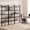 image:imageNathan James Beacon 3Shelf Bookcase with Seagrass Cabinet Solid Wood Bookshelf with Storage with Solid Wood Frame SeagrassRaw Oak Set of 3Beacon Black