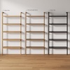 image:imageNathan James Beacon 3Shelf Bookcase with Seagrass Cabinet Solid Wood Bookshelf with Storage with Solid Wood Frame SeagrassRaw Oak Set of 3Beacon Black Oak