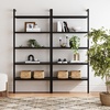 image:imageNathan James Beacon 3Shelf Bookcase with Seagrass Cabinet Solid Wood Bookshelf with Storage with Solid Wood Frame SeagrassRaw Oak Set of 3Beacon Black Oak
