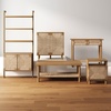 image:imageNathan James Beacon 3Shelf Bookcase with Seagrass Cabinet Solid Wood Bookshelf with Storage with Solid Wood Frame SeagrassRaw Oak Set of 3Beacon Light BrownSeagrass