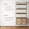 image:imageNathan James Beacon 3Shelf Bookcase with Seagrass Cabinet Solid Wood Bookshelf with Storage with Solid Wood Frame SeagrassRaw Oak Set of 3Beacon Light BrownSeagrass