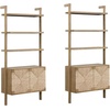 image:imageNathan James Beacon 3Shelf Bookcase with Seagrass Cabinet Solid Wood Bookshelf with Storage with Solid Wood Frame SeagrassRaw Oak Set of 3Beacon Light BrownSeagrass