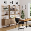 image:imageNathan James Beacon 3Shelf Bookcase with Seagrass Cabinet Solid Wood Bookshelf with Storage with Solid Wood Frame SeagrassRaw Oak Set of 3Beacon Light BrownSeagrass
