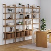 image:imageNathan James Beacon 3Shelf Bookcase with Seagrass Cabinet Solid Wood Bookshelf with Storage with Solid Wood Frame SeagrassRaw Oak Set of 3Beacon Light Brown 6 Shelf