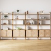 image:imageNathan James Beacon 3Shelf Bookcase with Seagrass Cabinet Solid Wood Bookshelf with Storage with Solid Wood Frame SeagrassRaw Oak Set of 3Beacon Light BrownSeagrass