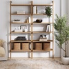 image:imageNathan James Beacon 3Shelf Bookcase with Seagrass Cabinet Solid Wood Bookshelf with Storage with Solid Wood Frame SeagrassRaw Oak Set of 3Beacon Light Brown 6 Shelf