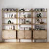 image:imageNathan James Beacon 3Shelf Bookcase with Seagrass Cabinet Solid Wood Bookshelf with Storage with Solid Wood Frame SeagrassRaw Oak Set of 3Beacon Light BrownSeagrass