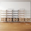 image:imageNathan James Beacon 3Shelf Bookcase with Seagrass Cabinet Solid Wood Bookshelf with Storage with Solid Wood Frame SeagrassRaw Oak Set of 3Beacon Light BrownSeagrass