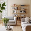 image:imageNathan James Beacon 3Shelf Bookcase with Seagrass Cabinet Solid Wood Bookshelf with Storage with Solid Wood Frame SeagrassRaw Oak Set of 3Beacon Warm Pine