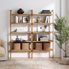 image:imageNathan James Beacon 3Shelf Bookcase with Seagrass Cabinet Solid Wood Bookshelf with Storage with Solid Wood Frame SeagrassRaw Oak Set of 3Beacon Warm Pine