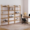 image:imageNathan James Beacon 3Shelf Bookcase with Seagrass Cabinet Solid Wood Bookshelf with Storage with Solid Wood Frame SeagrassRaw Oak Set of 3Beacon Warm Pine