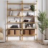 image:imageNathan James Beacon 3Shelf Bookcase with Seagrass Cabinet Solid Wood Bookshelf with Storage with Solid Wood Frame SeagrassRaw Oak Set of 3Beacon Warm Pine 6 Shelf