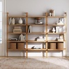 image:imageNathan James Beacon 3Shelf Bookcase with Seagrass Cabinet Solid Wood Bookshelf with Storage with Solid Wood Frame SeagrassRaw Oak Set of 3Beacon Warm Pine