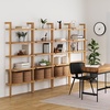 image:imageNathan James Beacon 3Shelf Bookcase with Seagrass Cabinet Solid Wood Bookshelf with Storage with Solid Wood Frame SeagrassRaw Oak Set of 3Beacon Warm Pine