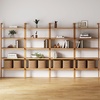 image:imageNathan James Beacon 3Shelf Bookcase with Seagrass Cabinet Solid Wood Bookshelf with Storage with Solid Wood Frame SeagrassRaw Oak Set of 3Beacon Warm Pine