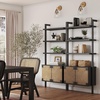 image:imageNathan James Beacon 3Shelf Bookcase with Seagrass Cabinet Solid Wood Bookshelf with Storage with Solid Wood Frame SeagrassRaw Oak Set of 3Brushed Blackseagrass