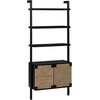image:imageNathan James Beacon 3Shelf Bookcase with Seagrass Cabinet Solid Wood Bookshelf with Storage with Solid Wood Frame SeagrassRaw Oak Set of 3Brushed Blackseagrass