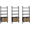 image:imageNathan James Beacon 3Shelf Bookcase with Seagrass Cabinet Solid Wood Bookshelf with Storage with Solid Wood Frame SeagrassRaw Oak Set of 3Brushed Blackseagrass
