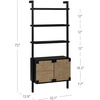 image:imageNathan James Beacon 3Shelf Bookcase with Seagrass Cabinet Solid Wood Bookshelf with Storage with Solid Wood Frame SeagrassRaw Oak Set of 3Brushed Blackseagrass