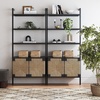 image:imageNathan James Beacon 3Shelf Bookcase with Seagrass Cabinet Solid Wood Bookshelf with Storage with Solid Wood Frame SeagrassRaw Oak Set of 3Brushed Blackseagrass