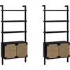 image:imageNathan James Beacon 3Shelf Bookcase with Seagrass Cabinet Solid Wood Bookshelf with Storage with Solid Wood Frame SeagrassRaw Oak Set of 3Brushed Blackseagrass