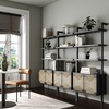 image:imageNathan James Beacon 3Shelf Bookcase with Seagrass Cabinet Solid Wood Bookshelf with Storage with Solid Wood Frame SeagrassRaw Oak Set of 3Brushed Blackseagrass