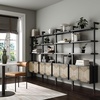 image:imageNathan James Beacon 3Shelf Bookcase with Seagrass Cabinet Solid Wood Bookshelf with Storage with Solid Wood Frame SeagrassRaw Oak Set of 3Brushed Blackseagrass