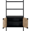 image:imageNathan James Beacon 3Shelf Bookcase with Seagrass Cabinet Solid Wood Bookshelf with Storage with Solid Wood Frame SeagrassRaw Oak Set of 3Brushed Blackseagrass
