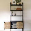 image:imageNathan James Beacon 3Shelf Bookcase with Seagrass Cabinet Solid Wood Bookshelf with Storage with Solid Wood Frame SeagrassRaw Oak Set of 3Brushed Blackseagrass