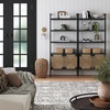 image:imageNathan James Beacon 3Shelf Bookcase with Seagrass Cabinet Solid Wood Bookshelf with Storage with Solid Wood Frame SeagrassRaw Oak Set of 3Brushed Blackseagrass