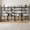 image:imageNathan James Beacon 3Shelf Bookcase with Seagrass Cabinet Solid Wood Bookshelf with Storage with Solid Wood Frame SeagrassRaw Oak Set of 3Brushed Blackseagrass