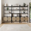 image:imageNathan James Beacon 3Shelf Bookcase with Seagrass Cabinet Solid Wood Bookshelf with Storage with Solid Wood Frame SeagrassRaw Oak Set of 3Brushed Blackseagrass